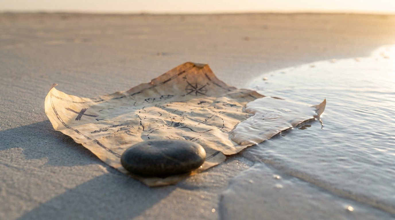 Skattekarta på stranden